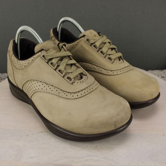 SAS Walking Shoes Lace Up Comfort Womens 8 Wide Tan Leather Suede - Picture 2 of 9